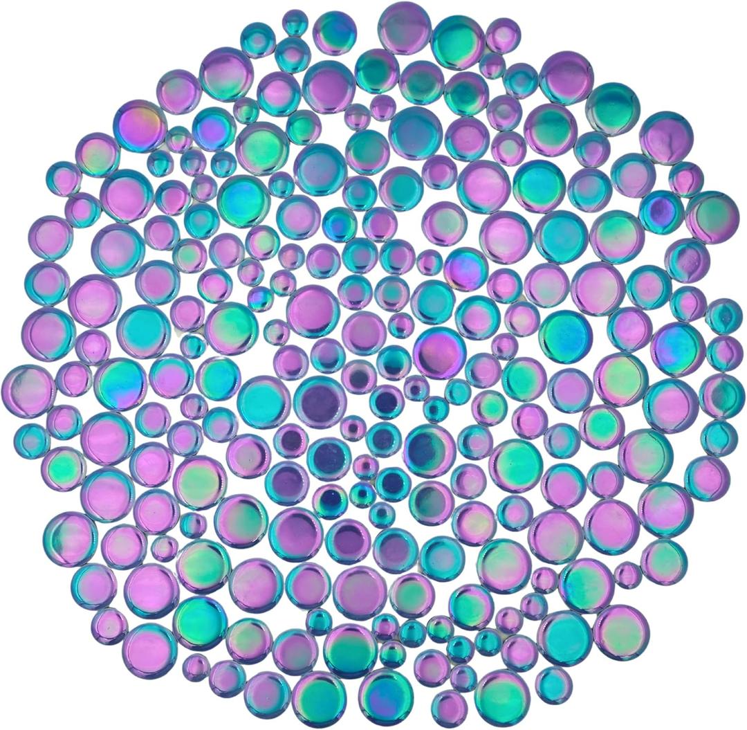 1.1 lbs Iridescent Ceramic Round Mosaic Tiles, 4 Sizes, Multi-Color Glossy Circles for DIY Craft, Backsplash, Home Decor, and Art Projects (Royal Blue)