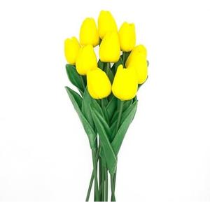 TACOLO Yellow Flowers Fake Tulips Artificial Flowers, 13 Inch Real Touch PU Flowers for Decoration, 10 Pcs Tulip Flowers Bouquet for Vase, Mother's Day Easter Valentines Gifts