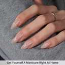 BTArtbox Almond Press On Nails Medium - Lamp-Curable Cat Eye Press On Nails with Glue for Women, Semi-Transparent Soft Gel Glue On Nails in 15 Sizes - 30 Stick On Nails Kit, Sunlit Shimmer