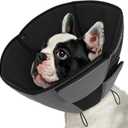 Queenmore Dog Cones for Small Dogs, Soft Cone for Dogs After Surgery, Adjustable Comfy Cone for Dogs & Cats, Comfortable Pet Cone After Surgery for Wound Healing, Grey Small
