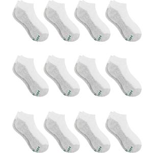 Hanes boys Extra Durable No Show Multipack athletic socks, White, Large - 3-9