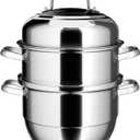 VENTION 3 Tier Steamer Pot Stainless Steel 13.4 Inch, Large Induction Steamer for Cooking Tamales 14.7 Qt, 34cm Steam Pot for Dumplings and Vegetables