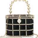 CARIEDO Evening Handbag Women Clutch Purses with Pearl Diamonds for Wedding Prom Birthday Party Dinner Accessories | with Pearl Diamonds, for Wedding, Prom, Birthday Party, Dinner, Accessories (Black)