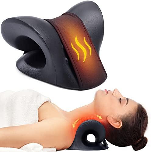 Cozyhealth Neck Stretcher for Neck Pain Relief, Heated Cervical Traction Device Pillow with Graphene Heating Pad, Neck and Shoulder Relaxer for TMJ Pain Relief and Cervical Spine Alignment (Black)