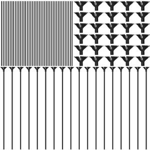 50 Pieces Plastic Balloon Sticks 13 inch Reusable Balloon Holder and Cup for Birthday Graduation Prom Wedding Anniversary Party Decoration Supplies (Black)i