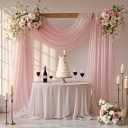 Wedding Arch Draping Fabric, 29" x 20ft Blush Sheer Curtains Wedding Decorations for Ceremony, 6.7 Yards Blush Chiffon Draping Fabric Backdrop