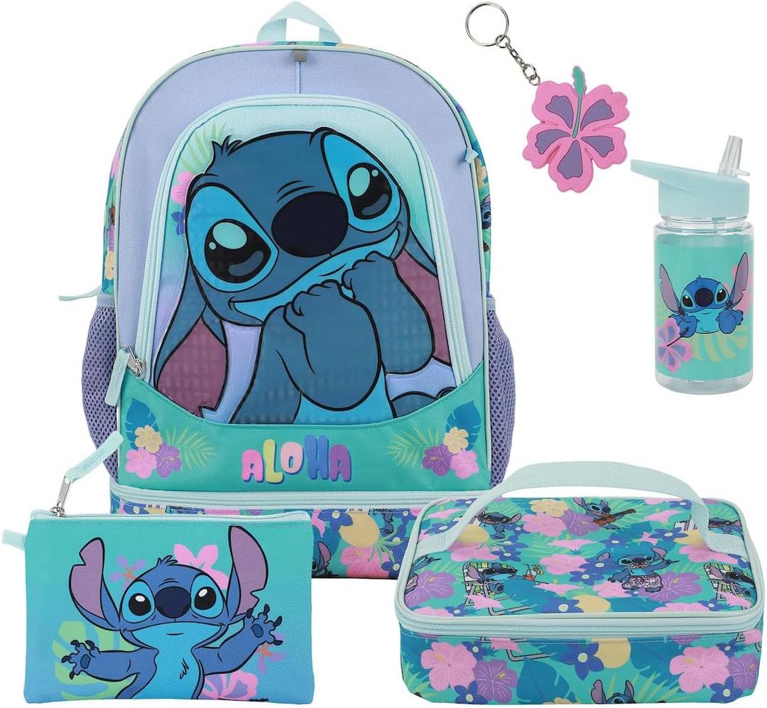 BIOWORLD Womens Kid Lilo & Stitch Backpack Set Purple Onesize, 16 Inches