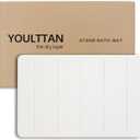 Stone Bath Mat 24"x16" - Diatomaceous Earth Shower Mat, Quick Dry, Anti-Slip, Modern Design with Bonus Non-Slip Pad - Perfect for Home Safety and Style,White,Straight