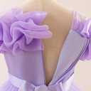 Flower Girl Dresses Lace Embroidery Off The Shoulder Tulle Dress Communion Pageant Wedding Dance Gown (Purple)