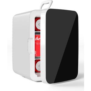 Electactic 10L Compact Mini Fridge, 2.6 Gal Portable Small Refrigerator with AC/DC Adapters, Quiet Personal Desktop Fridge for Skincare, Cosmetics, Makeup, Beverage & Food, Classic White, 10 Liters