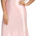 Litherday Silk Nightgown for Women Long Satin Slip Dress Nightdress Silky Chemise Nightie Soft V Neck Nightwear (Medium)