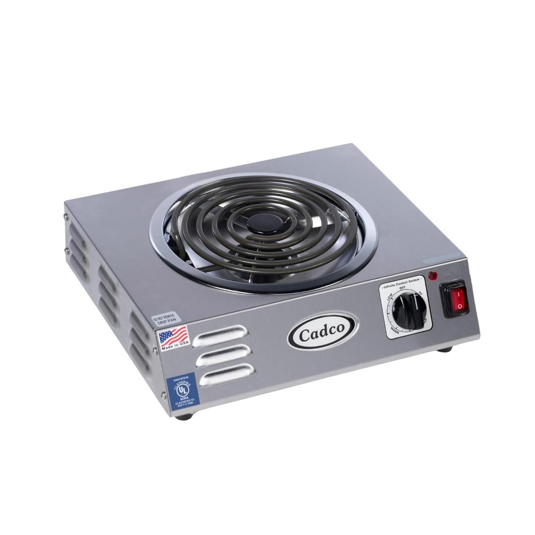 Cadco Hot Plates Use & Care Manual Models CDR-1T, CDR-2C, LKR-220, CSR-1CH, CSR-1T, CSR-2C & CSR-3T CSR-3T 14" Electric Portable Countertop Hi-Power Hot Plate with One Tubular Burner, Stainless Steel, 220 Volts