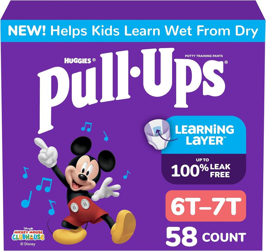 Pull-Ups Boys' Potty Training Pants, Size 6T-7T Training Underwear (55-75 lbs), 58 Count