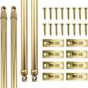 Amazing Drapery Hardware Swivel Sash Curtain Rods with Brass Finish, Set of 4 (Hardware Included) - Adjustable Length 21-38 Inches, Easy to Install Metal Rods for Doors, Windows, and Sidelights