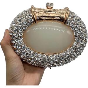 XNSYMJD Stones Clutch Women Luxury Crystal Evening Bag Rhinestone Evening Bag for Party and Wedding Unique Agate Stones Evening Bags Gold