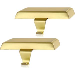 2 Pcs Christmas Stocking Holders - Heavy Duty Stainless Steel Mantle Hangers, Non-Slip Weighted Base for Fireplace, Mantel, Perfect Xmas Holiday Decorations with DIY Design (Striped Gold, 2p)
