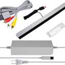 3 in 1 Wii AC Power Adapter + Composite Audio Video Cable Data Cables + Wired Motion Sensor Bar Data Cables Compatible with Nintendo Wii