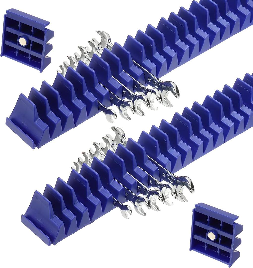 PATIKIL 46pcs Magnetic Wrench Organizer for Tool Box, Magnetic Modular Wrench Organizer Holder Toolbox Universally for 46 Tools Drawer Chest Ratcheting Offset Wrenches, Blue