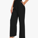 FUNYYZO Wide Leg Pants Women's High Elastic Waisted in The Back Business Work Trousers Long Straight Suit Pants, Large
