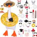 12 Set 7 Inch Mini Desk Goose Outfits Headwear Mini Hats Accessories Small Desk Outfits Hat Accessory Costumes for Magnetic Geese Statue Key Holder Table Decor (Holiday)