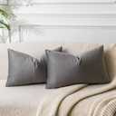 JUSPURBET Velvet Pillow Covers Set of 2 Decorative Throw Pillow Covers for Couch Sofa Bed Soft Lumbar Cushion Covers with Hidden Zipper for Living Room Home Decor,Gray,14x24 inch (Grey)