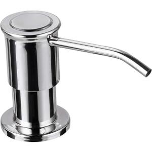 SAMODRA Sink Soap Dispenser, Stainless Steel Pump Head-Built in Design Refill Liquid from The Top with 17 OZ Bottle-3.15 Inch Threaded Tube (Chrome)