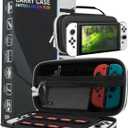 Orzly Carrying Case for Nintendo Switch OLED Console with Accessories and Game Storage Compartment - Easy Clean Case Gift Boxed (Black)
