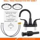 KPW Bathroom Sink Faucet 2 or 3 Hole Matte Black Centerset 4 Inch Bathroom Sink Faucet 2 Handle Plating Over ABS Plastic Non-Metallic Lavatory Bathroom Faucet with Pop up Drain Water Supply Hoses
