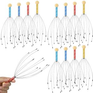 Soaoo 36 Pcs Scalp Massager Manual Head Massager Christmas Relaxing Gifts Handheld Steel Wire Head Scratcher with Wooden Handle for Body Home Office Spa Stress Relief Relaxation Women Men Gift