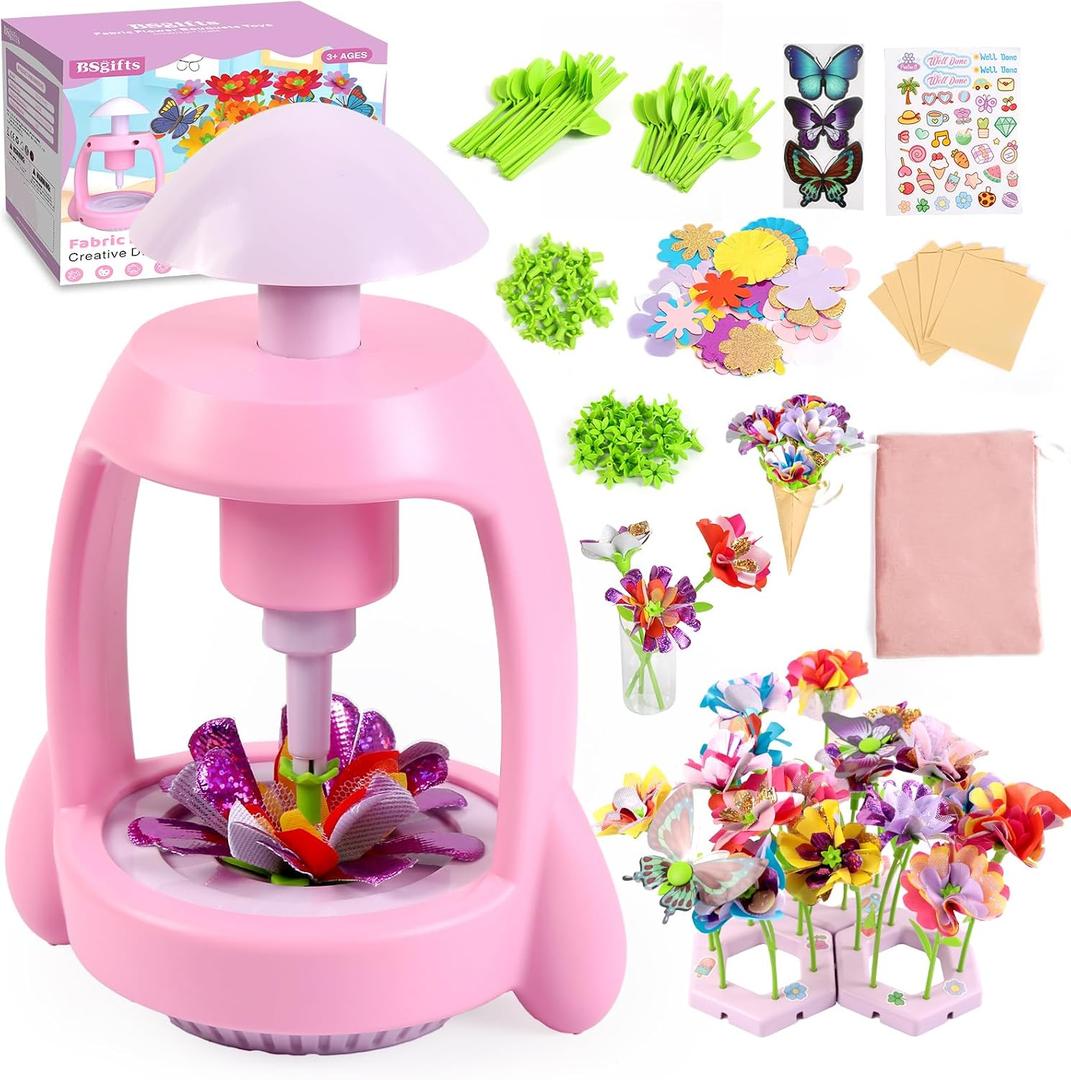 Bsgifts Fabric Flower Making Toys, DIY Flower Press Kits for Kids Ages 3-12, Creative Educational Activity Arts & Crafts Toys, Ideal Gifts for Girls