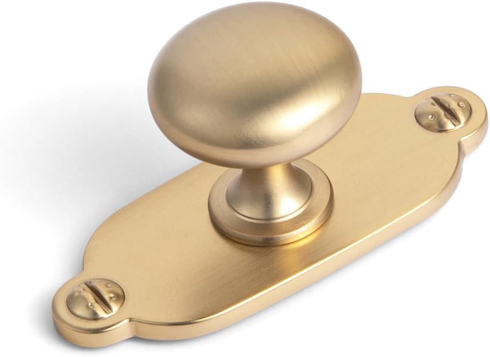 Goo-Ki Champagne Bronze Zinc Alloy Cabinet Knob with Backplate - Single Hole Center Cabinet Pull Hardware for Bedroom, Kitchen, 6 Pack, 8611-G013