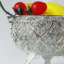 Medieval Silver fruit Bowl, 50 oz Pedestal Bowl For Entertaining，Decorative Bowl For Kitchen Counter Or Table Decor，Vintage salad bowl， Premium Grain Bowls, 7 inchPoke Bowl