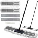 Dust mop for Hardwood Floors,Commercial Industrial Dust Mop with Long Handle,36" Microfiber Mops for Floor Cleaning,Washable 2 Cotton Pad and 2 Microfiber Pads for Office Garage Warehouse