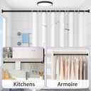 Black Shower Curtain Rod 18 to 49Inch:Small Spring Tension Shower Rods for Bathroom Kitchen Doorway,Modern Heavy Duty Adjustable Tension Shower Curtain Rod No Drilling No-Slip Easy Install,Black