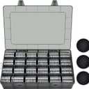 FULLCASE Coin Capsules 46mm with Foam Gasket and Plastic Storage Organizer Box, 6 Sizes (20/25/27/30/38/46 mm) Coins Collector Case Holder for Collection Supplies-168 Pieces (Grey)