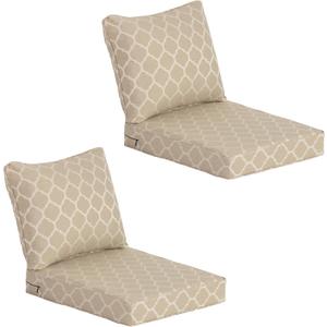 COZYVIDA Outdoor Deep Seat Cushion Set of 2,24" x 27.5"x4.5" Patio Cushions Resilient Foam Filling, Water-Resistant Stain-Resistant UV-Resistant 1000+ Hrs, Weather Resistant,YKK Zippers,Toffee Trellis