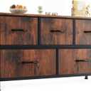 OLIXIS Dresser for Bedroom with 5 Drawers, Wide Chest of Drawers, Fabric Bedroom Dresser with Drawer Organizers, Storage Organizer Unit with Fabric Bins for Closet, Living Room, Hallway, Rustic Brown (11.9"D x 38"W x 20.9"H (5 Drawers))
