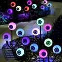 HUGSVIK Set of 4 Solar Halloween Decorations Outdoor, 12LED Color Changing Scary Eyeball Lights, Halloween Pathway Lights for Garden, Yard, Pathway, Patio