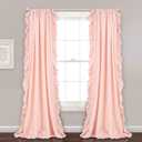 Lush Decor Reyna Ruffle Window Curtain Panel Set, Pair, 54" W x 84" L, Blush Pink - Flowy Curtain - Romantic Ruffle Curtains for Bedroom, Living room, or Dining Room - Farmhouse & Cottage Home Decor
