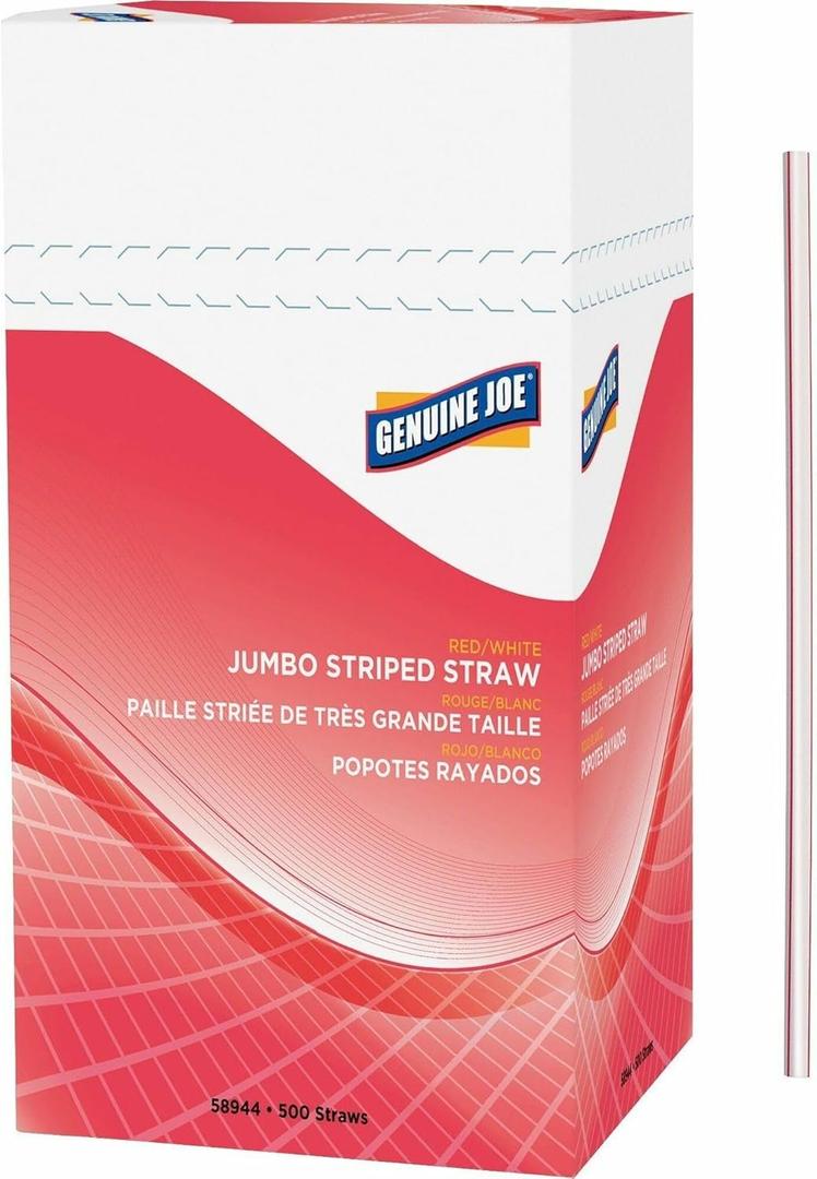 Genuine Joe Jumbo Striped Straws (Pack of 500)