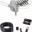 Digital Outdoor Amplified HD TV Antenna,150 Miles Motorized 360 Degree Rotation,Wireless Remote Control,40FT RG6 Coax Cable,UHF VHF 1080P 4K,Support 2 TVS