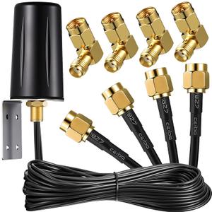 FairySandy 5 Pcs 5G Mobile Antenna 4x4 MIMO Omnidirectional LTE External Antenna with SMA Male to Female Right Angle Adapter for Boosts Performance of 5G Routers Gateways Hotspot Home Internet