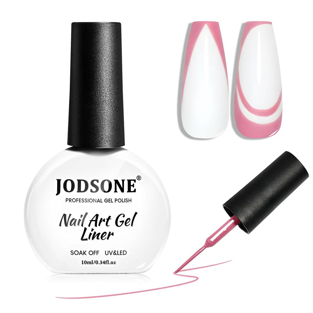 5 x JODSONE Pink Swirl Nail Art Liner Gel Polish,10ml Classic Color 3D Nail Art Pens Effect Nail Print Design with Thin Brush for French Tips Manicure Painting DIY at Home - LB24