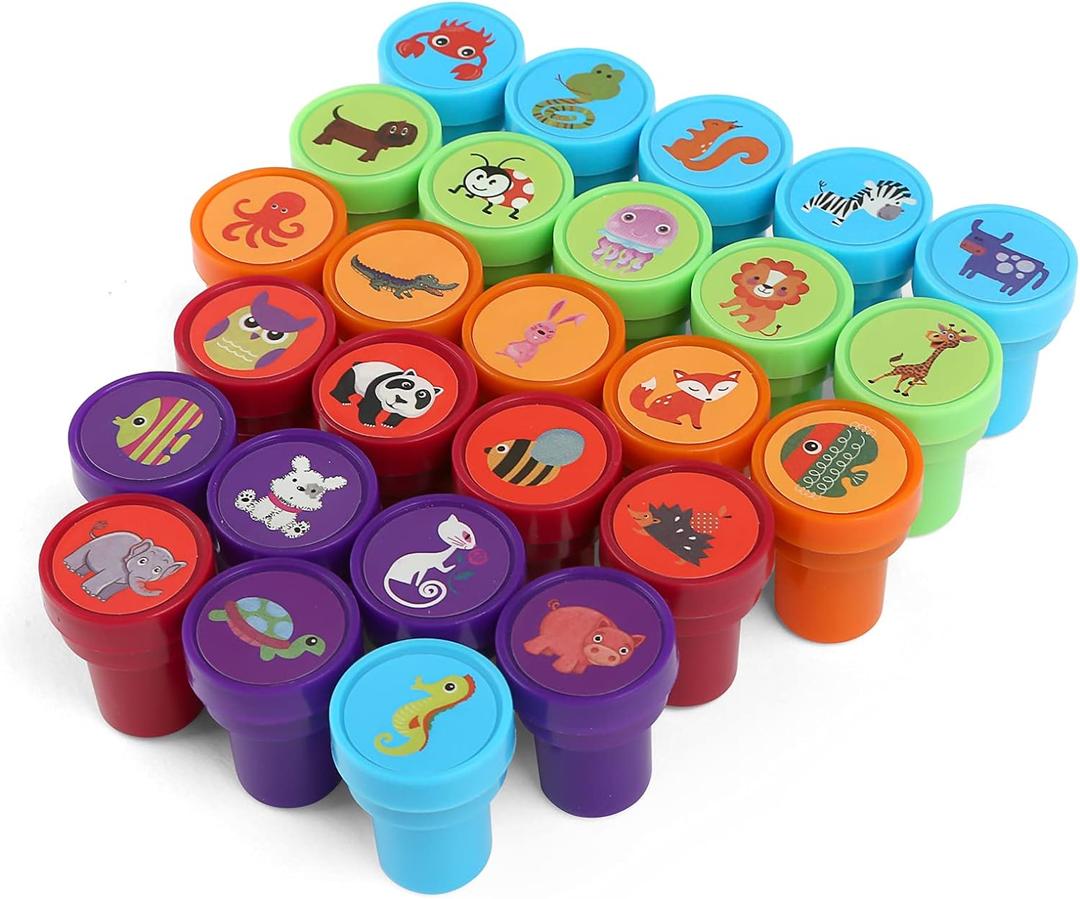 26Pcs Zoo Animal Stamps for Kids, Self Inking Stamps for Kids Birthday Gift, Farm Party Favors, Teacher Stamps