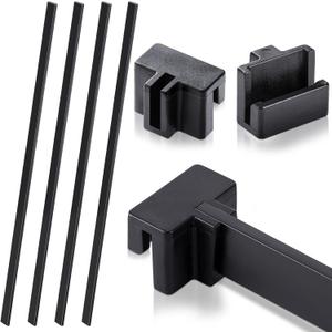 Epakh 4-Piece PVC Black Hanging File Folder Rails with 8 Clips, 1 x 0.75 x 0.75 Inches (Hooks), 15.75 x 0.59 x 0.13 Inches (Rails), Office, Home Use