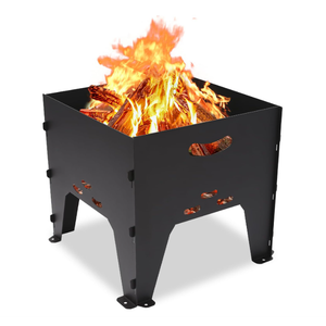 SearCook Portable Fire Pit 13.8 x 13.8 inch, Collapsible Firepit for Outside Wood Burning, Camping, Foldable Outdoor Accessories for BBQ Picnic, Backyard Fire Pits Bonfire, black