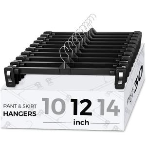 Smartor Pants Hangers - 30 Pack, Black Clips Hangers with 360 Hooks, Shorts Hanger with Strong Clamps, Dress, Heavy Duty as Trousers, Skirt, Jeans, Towel and Bottom Clothes -12 Inch