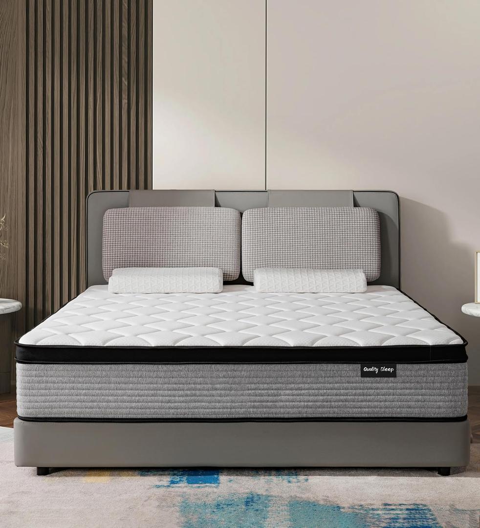 OGlAWA Twin Mattress, 10 Inch Gel Memory Foam Hybrid Mattresses for Medium Firm, Individual Pocketed Springs for Supportive Foam & Motion Isolation Technology, CertiPUR-US Certified