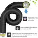 Hon&Guan 6'' Insulated Flexible Duct - 8 FT Noise Reducer Hose, Insulated Duct for Exhaust Fan Ductwork Insulation, Heating & Cooling HVAC Ventilation with 2 Clamps, Black
