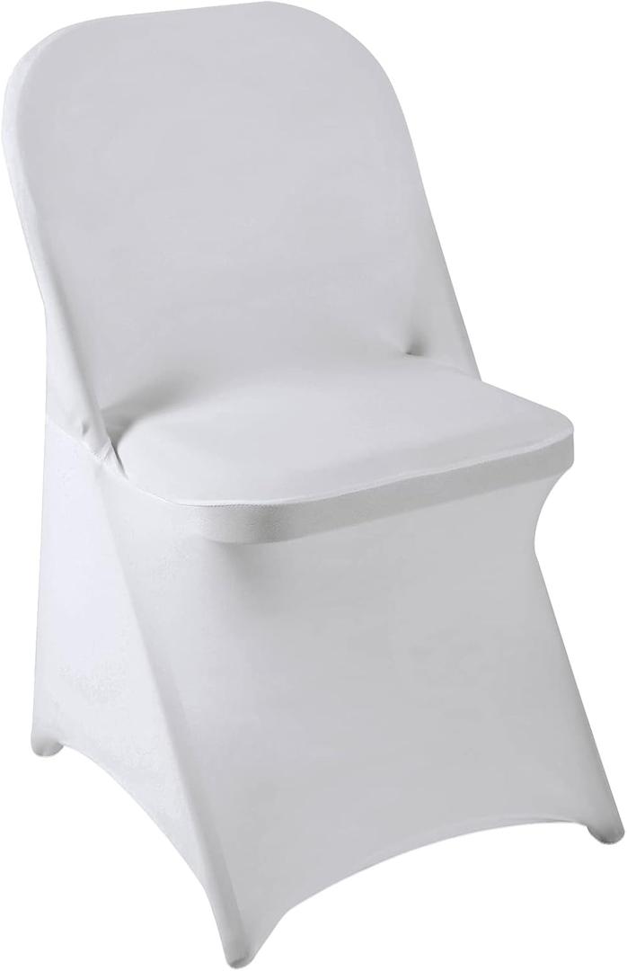 Howhic Folding Chair Covers for Party 12pcs, Sliver Universal Spandex Chair Covers for Folding Chairs, Stretchy Fitted Chair Covers for Wedding, Party, Banquet, Conference (12pcs, Sliver)